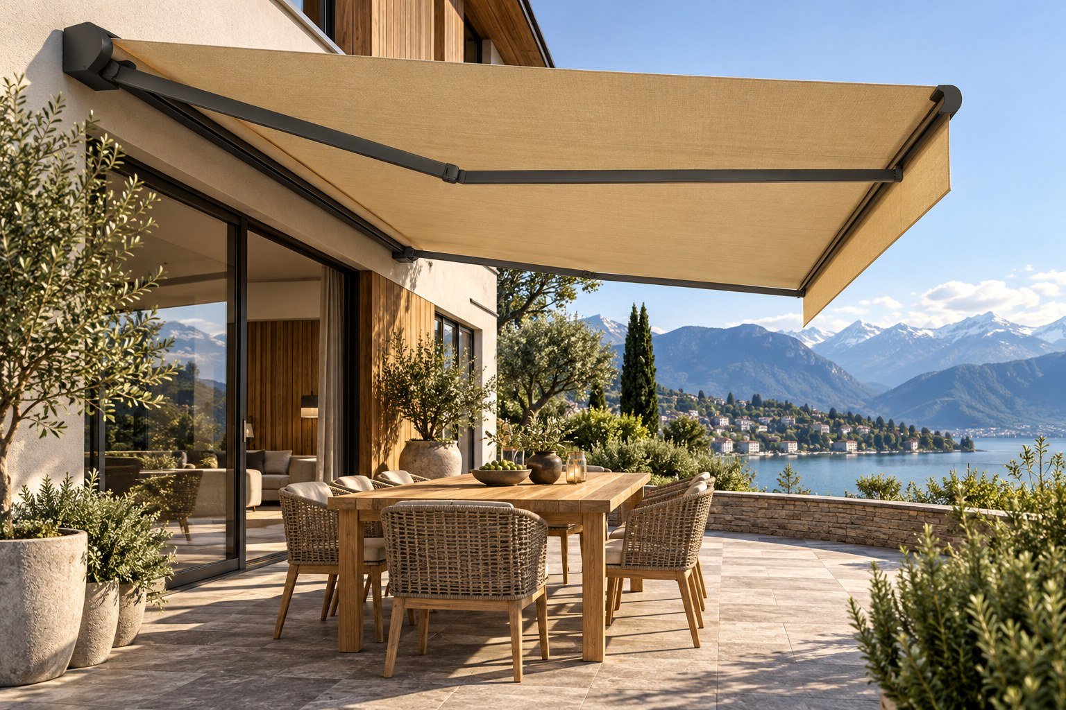 3D-Visualisierung einer Terrasse mit Markise